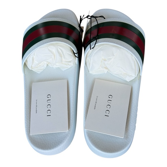 NWB Gucci slides men great white - red - green web stripes various sizes - Picture 10 of 15